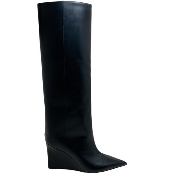 Jimmy Choo Black Leather Blake Wedge Boots - Picture 2 of 8